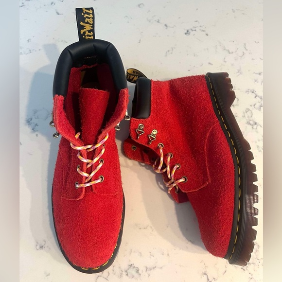 Dr.Martens Women’s 939 Ben Suede Red Padded Collar Lace Up Boots New - Picture 5 of 15